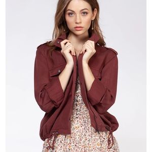 DEX CLOTHING LADIES LS CARGO DARK ROSE WASH JACKET